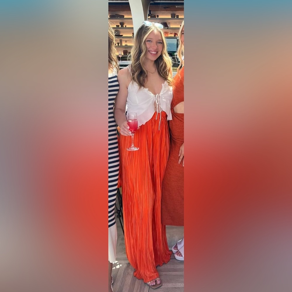 Orange Textured Pants
